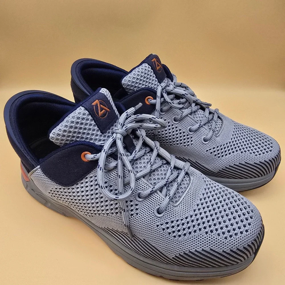 Zeba Hands-Free‎ Shoes Gray Blue Orange Mens 11 Slip On Walking Sneakers Knit